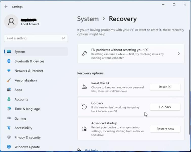 System recovery win 11