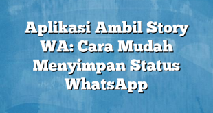 Aplikasi Ambil Story WA: Cara Mudah Menyimpan Status WhatsApp