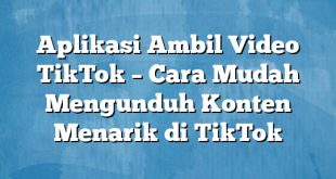 Aplikasi Ambil Video TikTok – Cara Mudah Mengunduh Konten Menarik di TikTok