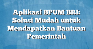 Aplikasi BPUM BRI: Solusi Mudah untuk Mendapatkan Bantuan Pemerintah