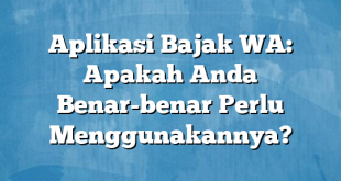 Aplikasi Bajak WA: Apakah Anda Benar-benar Perlu Menggunakannya?