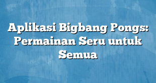 Aplikasi Bigbang Pongs: Permainan Seru untuk Semua