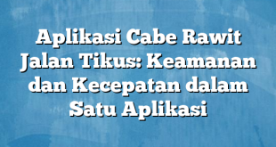 Aplikasi Cabe Rawit Jalan Tikus: Keamanan dan Kecepatan dalam Satu Aplikasi