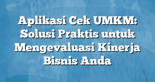 Aplikasi Cek UMKM: Solusi Praktis untuk Mengevaluasi Kinerja Bisnis Anda