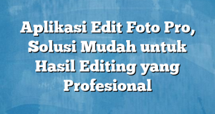 Aplikasi Edit Foto Pro, Solusi Mudah untuk Hasil Editing yang Profesional