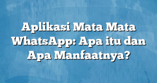 Aplikasi Mata Mata WhatsApp: Apa itu dan Apa Manfaatnya?