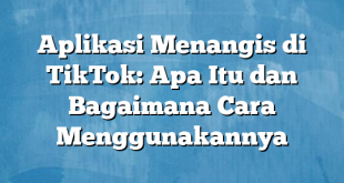 Aplikasi Menangis di TikTok: Apa Itu dan Bagaimana Cara Menggunakannya