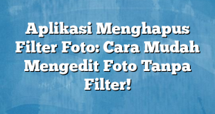 Aplikasi Menghapus Filter Foto: Cara Mudah Mengedit Foto Tanpa Filter!