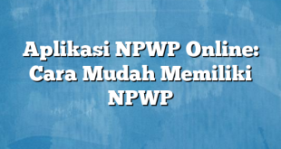 Aplikasi NPWP Online: Cara Mudah Memiliki NPWP