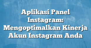 Aplikasi Panel Instagram: Mengoptimalkan Kinerja Akun Instagram Anda