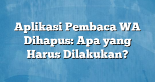 Aplikasi Pembaca WA Dihapus: Apa yang Harus Dilakukan?