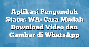 Aplikasi Pengunduh Status WA: Cara Mudah Download Video dan Gambar di WhatsApp