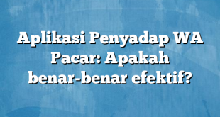 Aplikasi Penyadap WA Pacar: Apakah benar-benar efektif?