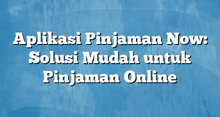 Aplikasi Pinjaman Now: Solusi Mudah untuk Pinjaman Online