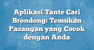 Aplikasi Tante Cari Brondong: Temukan Pasangan yang Cocok dengan Anda