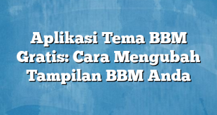 Aplikasi Tema BBM Gratis: Cara Mengubah Tampilan BBM Anda