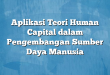 Aplikasi Teori Human Capital dalam Pengembangan Sumber Daya Manusia