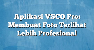 Aplikasi VSCO Pro: Membuat Foto Terlihat Lebih Profesional