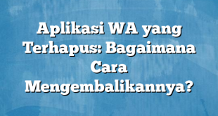 Aplikasi WA yang Terhapus: Bagaimana Cara Mengembalikannya?