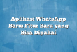 Aplikasi WhatsApp Baru: Fitur Baru yang Bisa Dipakai