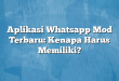 Aplikasi Whatsapp Mod Terbaru: Kenapa Harus Memiliki?