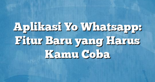 Aplikasi Yo Whatsapp: Fitur Baru yang Harus Kamu Coba