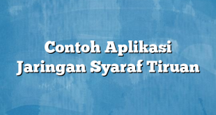 Contoh Aplikasi Jaringan Syaraf Tiruan