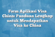 Form Aplikasi Visa China: Panduan Lengkap untuk Mendapatkan Visa ke China