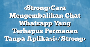 Cara Mengembalikan Chat Whatsapp Yang Terhapus Permanen Tanpa Aplikasi