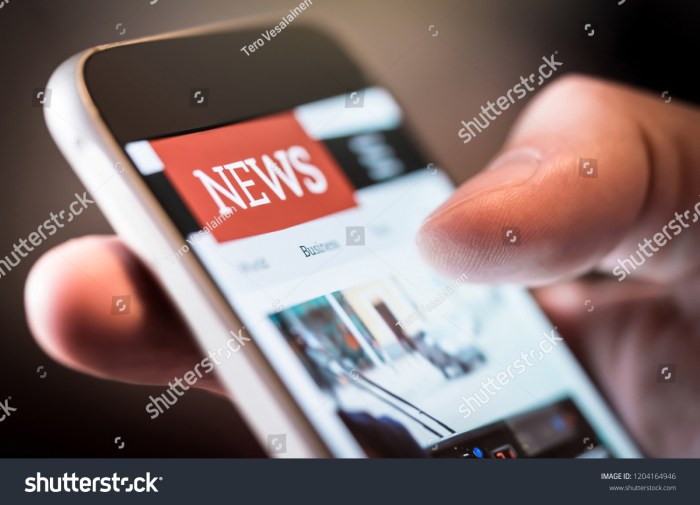 News concept. smartphone with text mobile news on display. Mobile phone ...